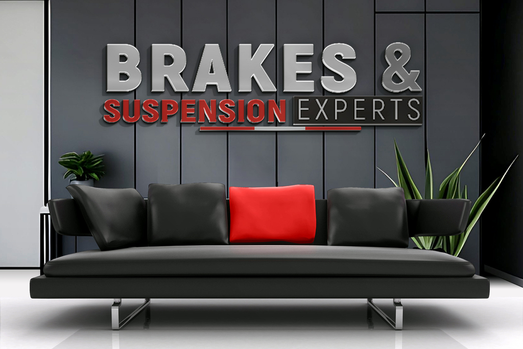 Brakes and Suspension Experts interior wall logo mockup