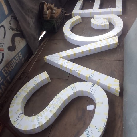 Fabricated SAGE channel letters before installation