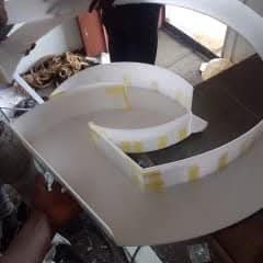 Fabricated three-dimensional channel letter in the workshop
