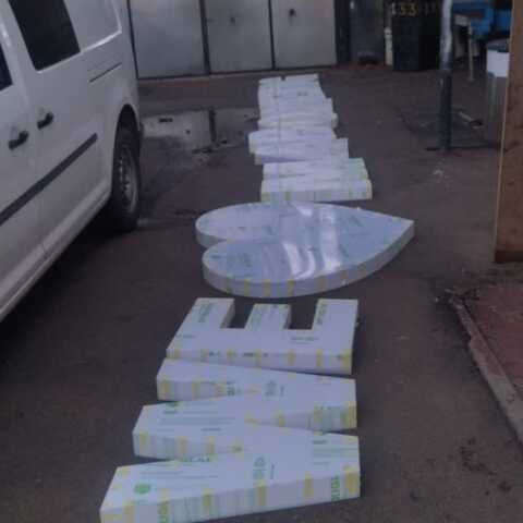 Three-dimensional letters prepared for installation